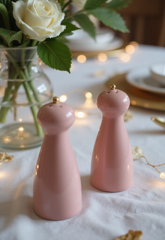 29 Pink Ceramic Decor Ideas That Feel Soft And Elegant - 16. Pink Ceramic Salt and Pepper Shakers