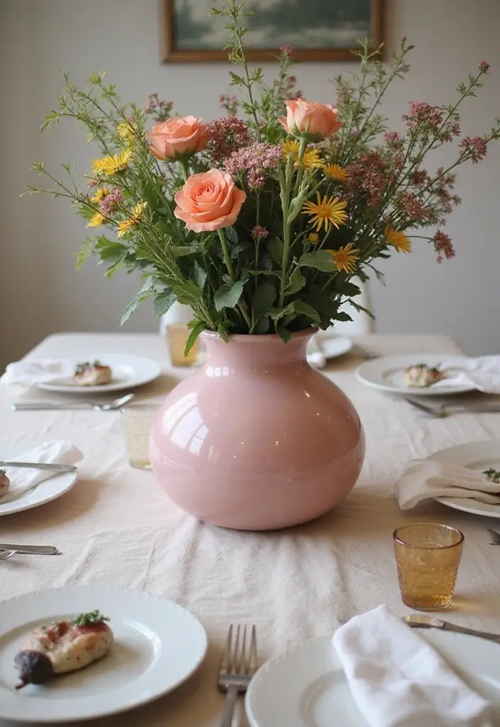 29 Pink Ceramic Decor Ideas That Feel Soft And Elegant - 17. Pink Ceramic Centerpieces