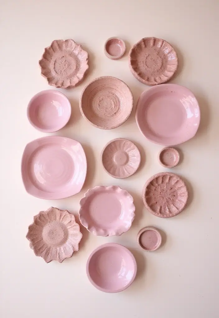 29 Pink Ceramic Decor Ideas That Feel Soft And Elegant - 8. Pink Ceramic Wall Art