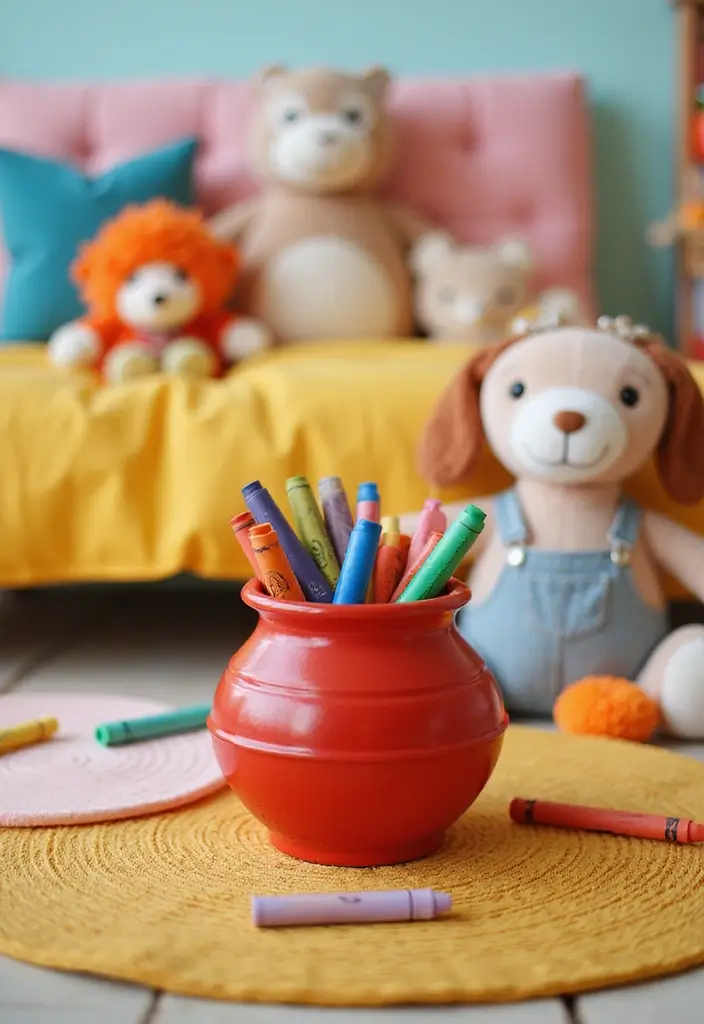 29 Red Ceramic Vase Decor Ideas That Make Bold Statements 14 29 Red Ceramic Vase Decor Ideas That Make Bold Statements - 14. Whimsical Kids’ Room Touch