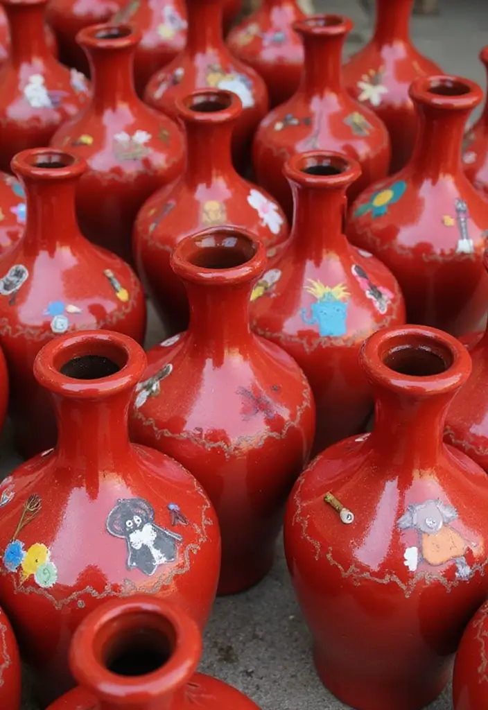 29 Red Ceramic Vase Decor Ideas That Make Bold Statements 23 29 Red Ceramic Vase Decor Ideas That Make Bold Statements - 17. Artistic Fluidity with Paint