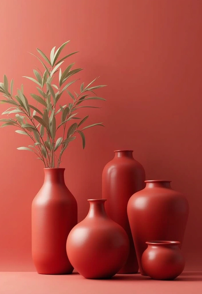 29 Red Ceramic Vase Decor Ideas That Make Bold Statements 30 29 Red Ceramic Vase Decor Ideas That Make Bold Statements - 22. Bold Monochromatic Scheme
