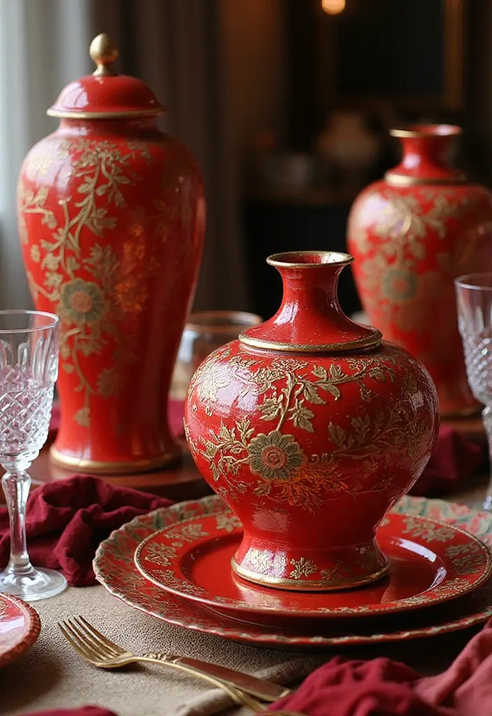 29 Red Ceramic Vase Decor Ideas That Make Bold Statements 43 29 Red Ceramic Vase Decor Ideas That Make Bold Statements - 29. Timeless Elegance