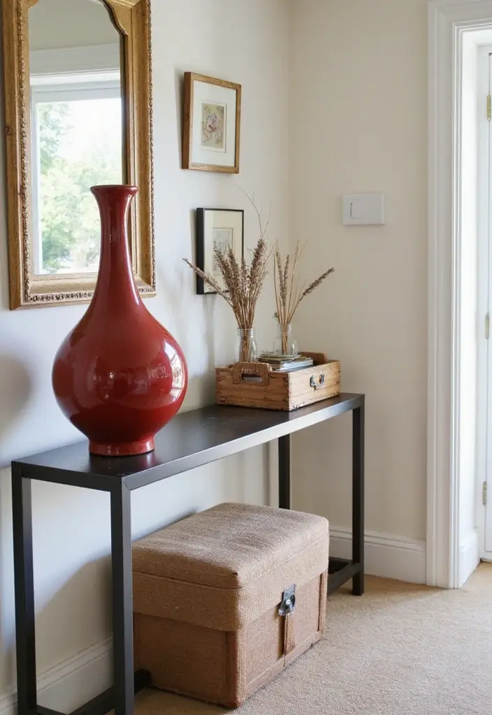 29 Red Ceramic Vase Decor Ideas That Make Bold Statements 3 29 Red Ceramic Vase Decor Ideas That Make Bold Statements - 3. Statement Entryway Accent