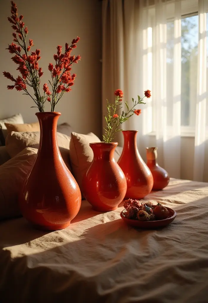 29 Red Ceramic Vase Decor Ideas That Make Bold Statements 7 29 Red Ceramic Vase Decor Ideas That Make Bold Statements - 7. Playful Bedroom Decor