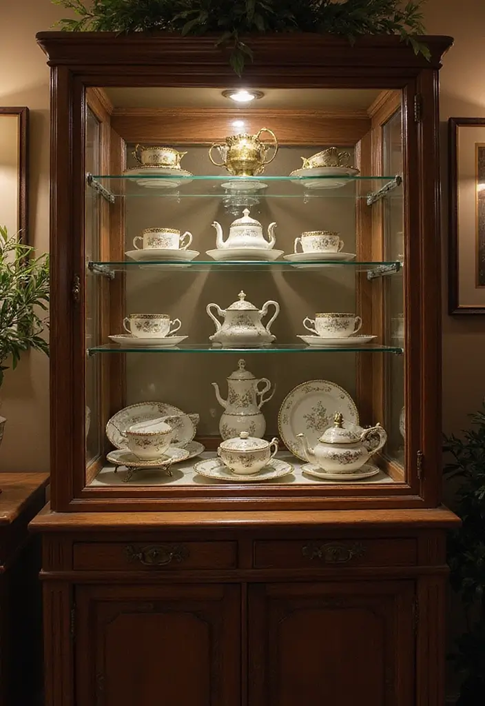 29 Vintage Ceramic Kitchen Decor Ideas With Nostalgic Charm 1 29 Vintage Ceramic Kitchen Decor Ideas With Nostalgic Charm - 1. Antique Tea Set Display