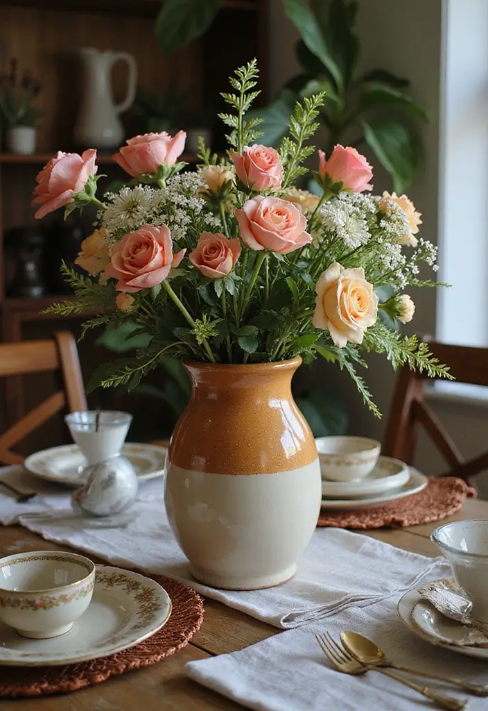 29 Vintage Ceramic Kitchen Decor Ideas With Nostalgic Charm 63 29 Vintage Ceramic Kitchen Decor Ideas With Nostalgic Charm - 17. Retro Table Centerpieces
