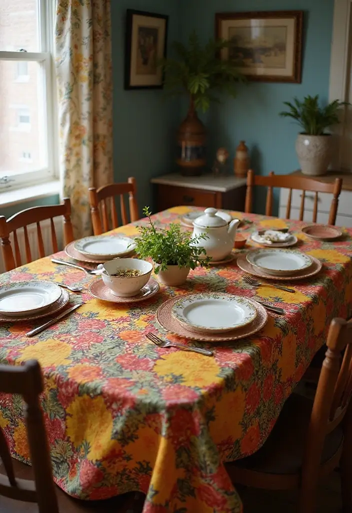 29 Vintage Ceramic Kitchen Decor Ideas With Nostalgic Charm 88 29 Vintage Ceramic Kitchen Decor Ideas With Nostalgic Charm - 22. Retro Tablecloths and Ceramic Accents