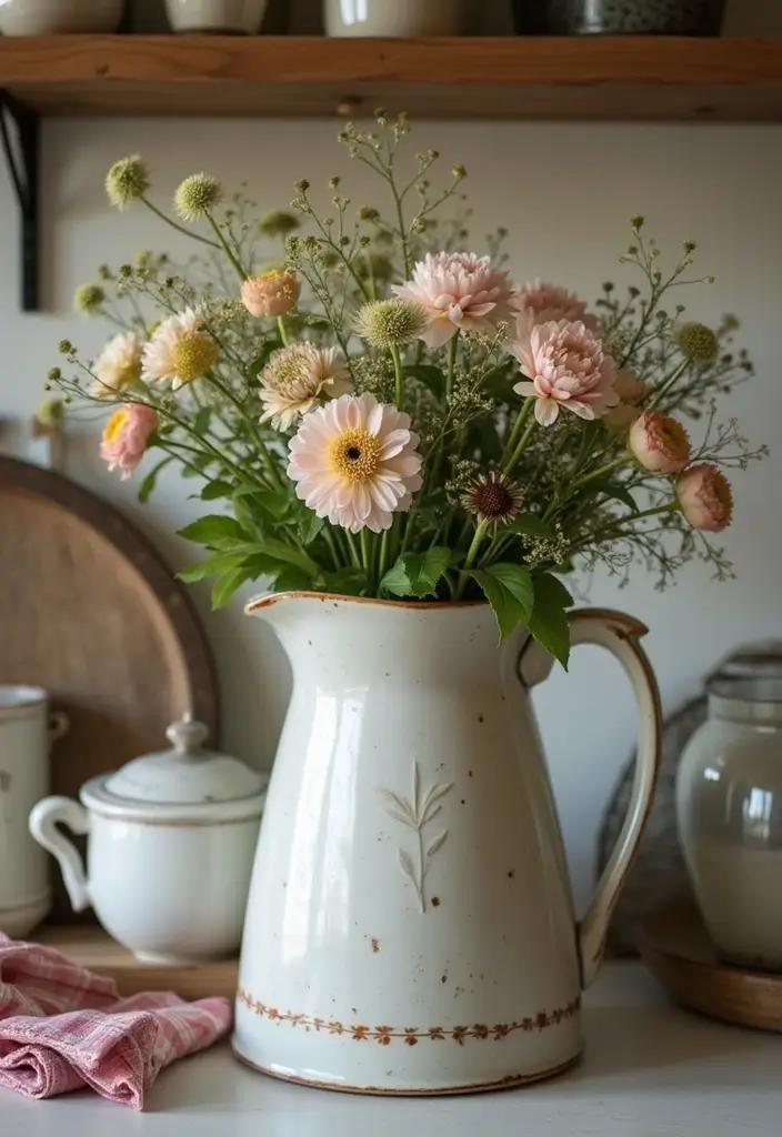 29 Vintage Ceramic Kitchen Decor Ideas With Nostalgic Charm 99 29 Vintage Ceramic Kitchen Decor Ideas With Nostalgic Charm - 25. Farmhouse Style Ceramic Pitchers