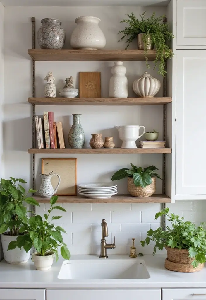 29 Vintage Ceramic Kitchen Decor Ideas With Nostalgic Charm 31 29 Vintage Ceramic Kitchen Decor Ideas With Nostalgic Charm - 7. Decorative Ceramics on Shelves
