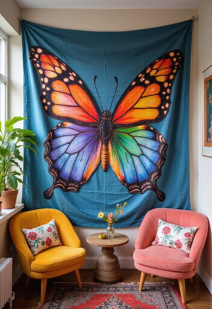 30+ Ceramic Butterfly Decor Ideas For Whimsical Charm 30 30+ Ceramic Butterfly Decor Ideas For Whimsical Charm - 12. Butterfly-Themed Tapestries