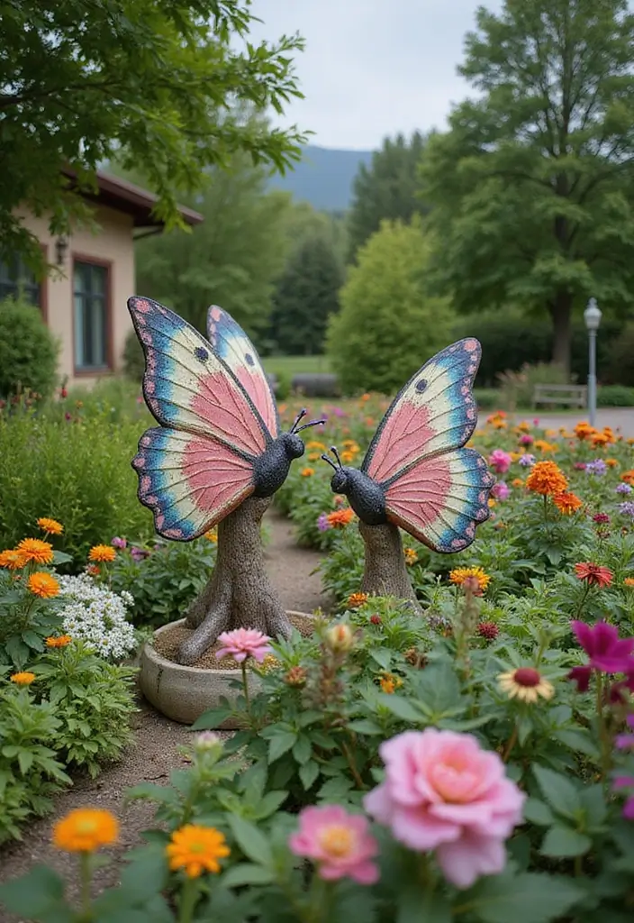 30+ Ceramic Butterfly Decor Ideas For Whimsical Charm 57 30+ Ceramic Butterfly Decor Ideas For Whimsical Charm - 27. Butterfly-Themed Garden Statues