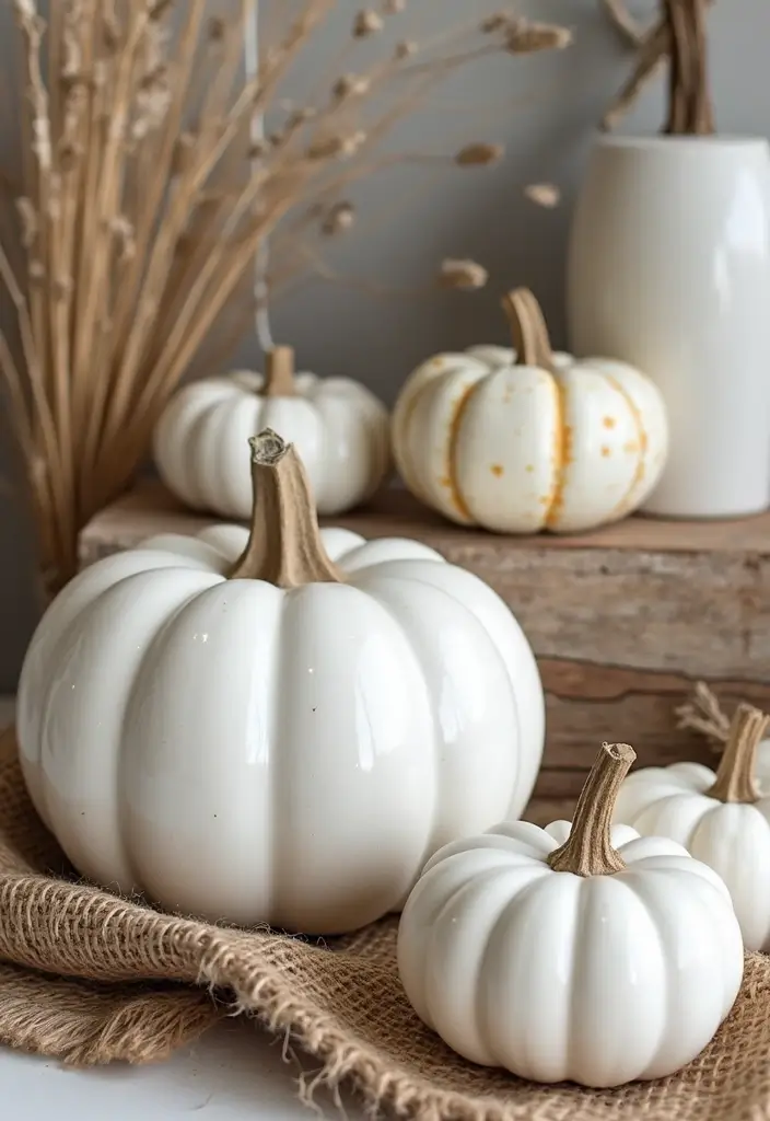 30 Ceramic Pumpkin Decor Ideas For Cozy Seasonal Styling 8 30 Ceramic Pumpkin Decor Ideas For Cozy Seasonal Styling - 2. Elegant White Pumpkins