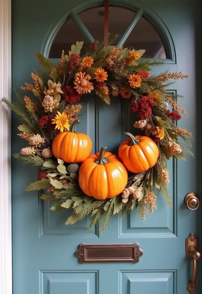 30 Ceramic Pumpkin Decor Ideas For Cozy Seasonal Styling 132 30 Ceramic Pumpkin Decor Ideas For Cozy Seasonal Styling - 20. Pumpkin-Themed Wreaths