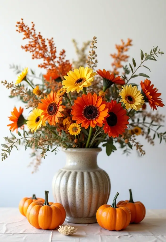 30 Ceramic Pumpkin Decor Ideas For Cozy Seasonal Styling 160 30 Ceramic Pumpkin Decor Ideas For Cozy Seasonal Styling - 24. Festive Pumpkin Bouquets