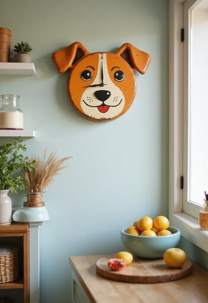 30+ Charming Vintage Ceramic Dog Decor Ideas 64 30+ Charming Vintage Ceramic Dog Decor Ideas - 22. Vintage Dog-Themed Wall Clocks