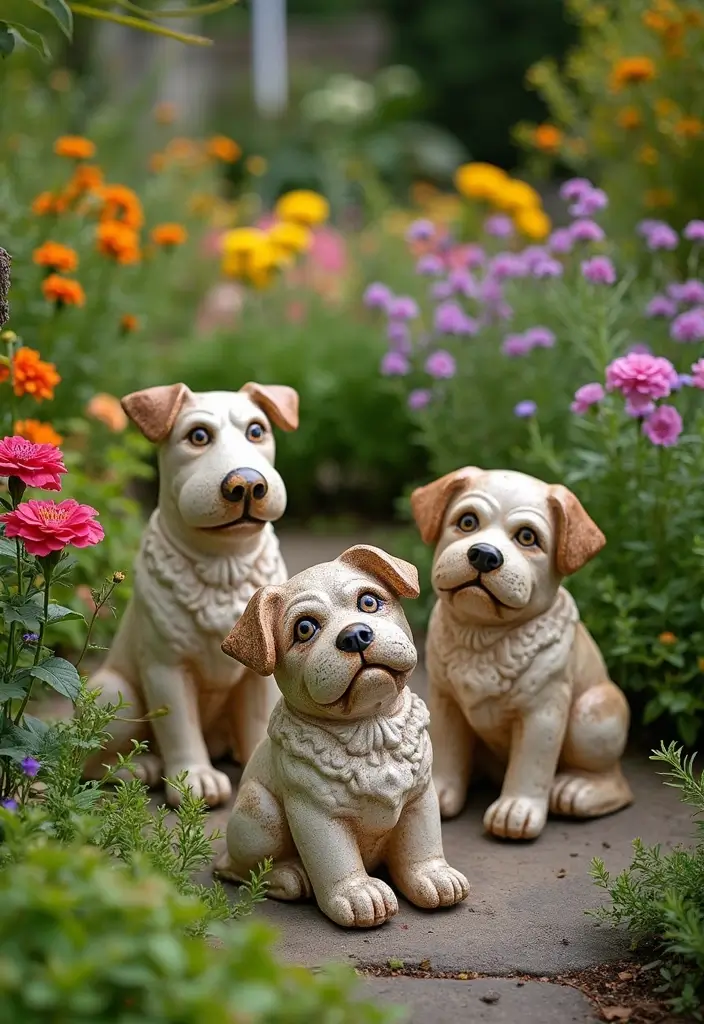 30+ Charming Vintage Ceramic Dog Decor Ideas 77 30+ Charming Vintage Ceramic Dog Decor Ideas - 25. Charming Dog-Themed Garden Statues