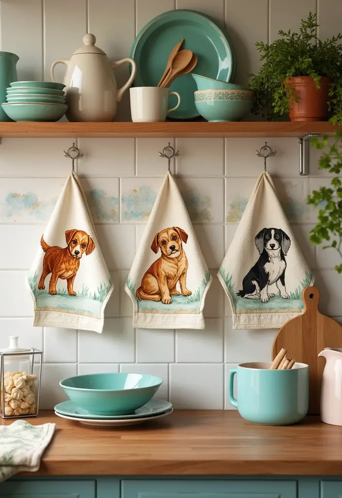 30+ Charming Vintage Ceramic Dog Decor Ideas 80 30+ Charming Vintage Ceramic Dog Decor Ideas - 26. Vintage Dog-Themed Kitchen Towels