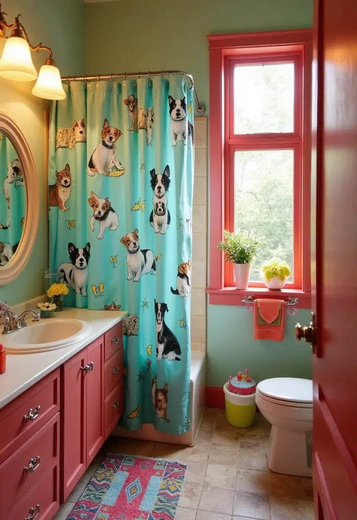 30+ Charming Vintage Ceramic Dog Decor Ideas 89 30+ Charming Vintage Ceramic Dog Decor Ideas - 29. Retro Dog-Themed Shower Curtains