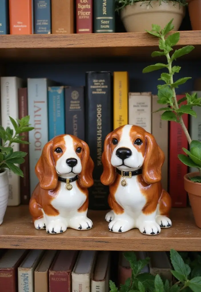 30+ Charming Vintage Ceramic Dog Decor Ideas 22 30+ Charming Vintage Ceramic Dog Decor Ideas - 8. Playful Basset Hound Sculptures