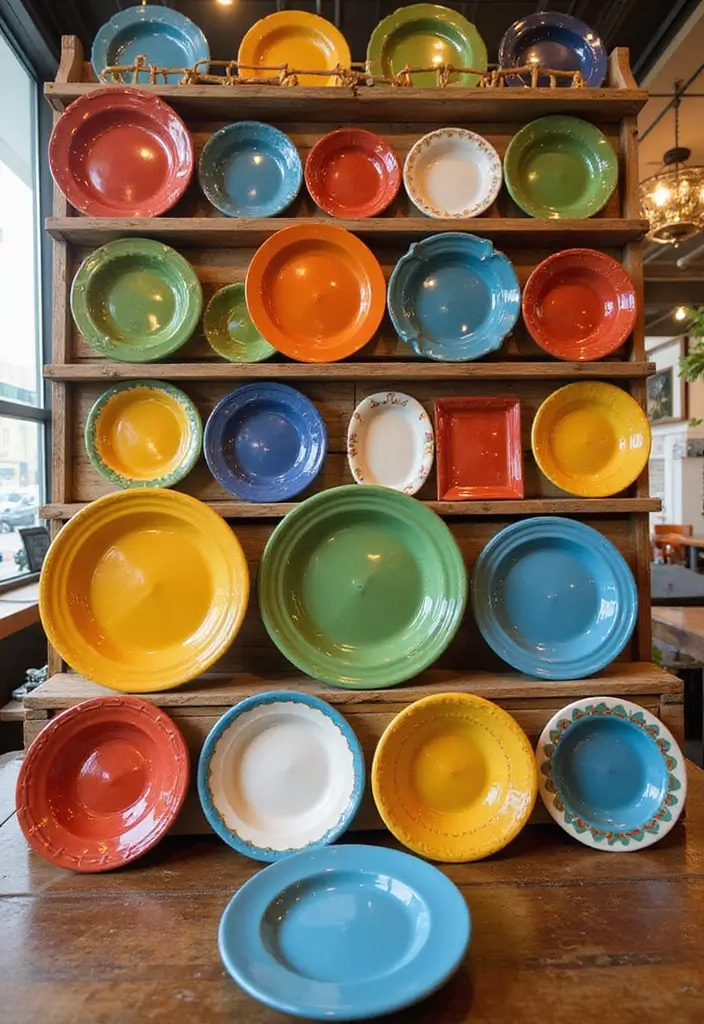 30 Home Decor Ideas With Ceramic Plates That Elevate Your Dining Space 43 30 Home Decor Ideas With Ceramic Plates That Elevate Your Dining Space - 23. Colorful Plate Corrals