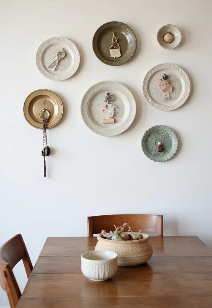 30 Home Decor Ideas With Ceramic Plates That Elevate Your Dining Space 60 30 Home Decor Ideas With Ceramic Plates That Elevate Your Dining Space - 30. Use Plates for Unique Wall Hangers