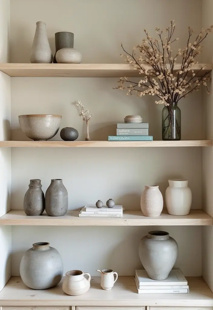 30+ MCM Ceramic Decor Inspirations For Retro Homes 52 30+ MCM Ceramic Decor Inspirations For Retro Homes - 26. Curated Shelves