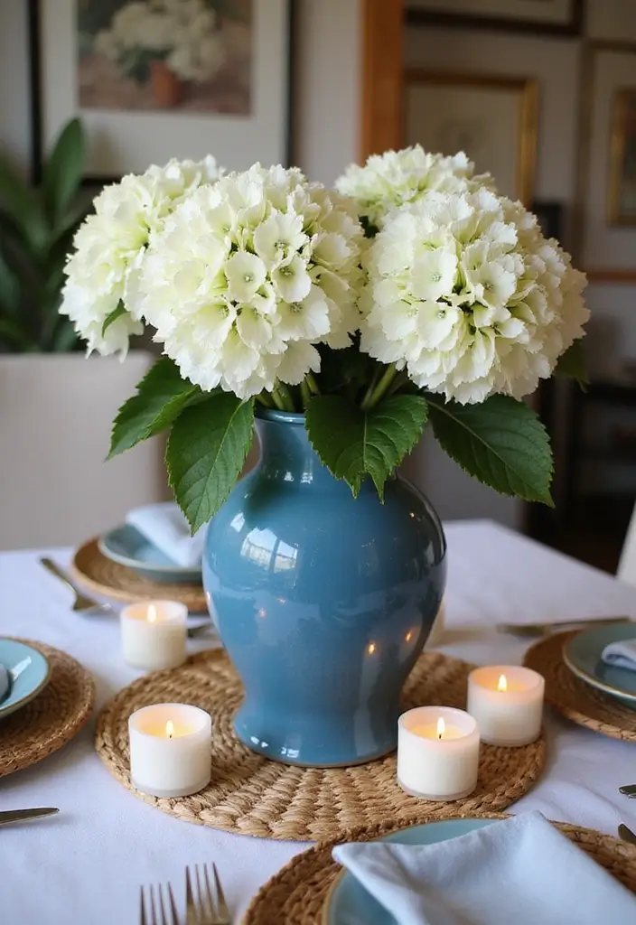 30+ Stunning Blue Ceramic Vase Decor Ideas For Any Room - 1. Coastal Centerpiece
