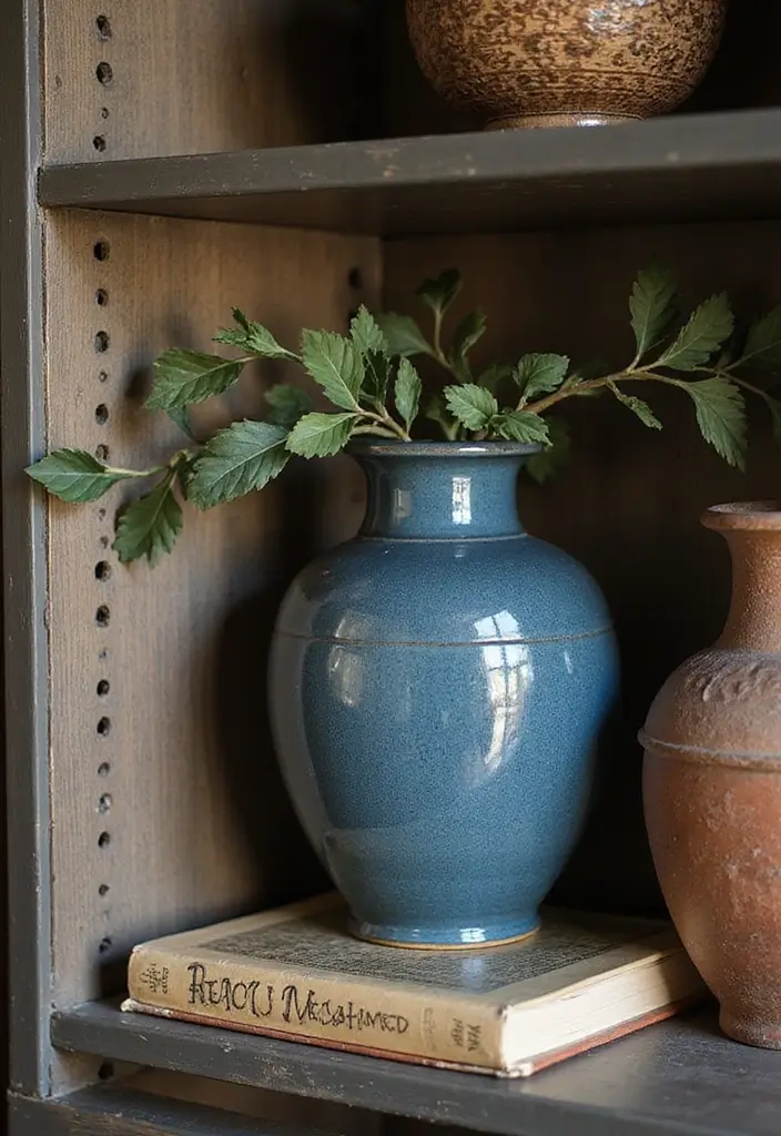 30+ Stunning Blue Ceramic Vase Decor Ideas For Any Room - 10. Vintage Charm
