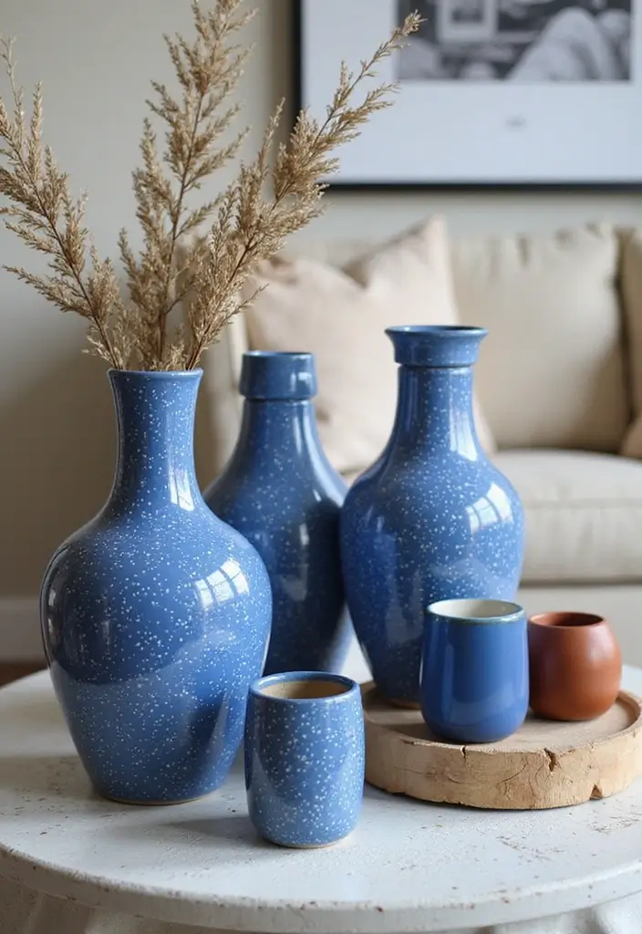 30+ Stunning Blue Ceramic Vase Decor Ideas For Any Room - 17. Playful Patterns