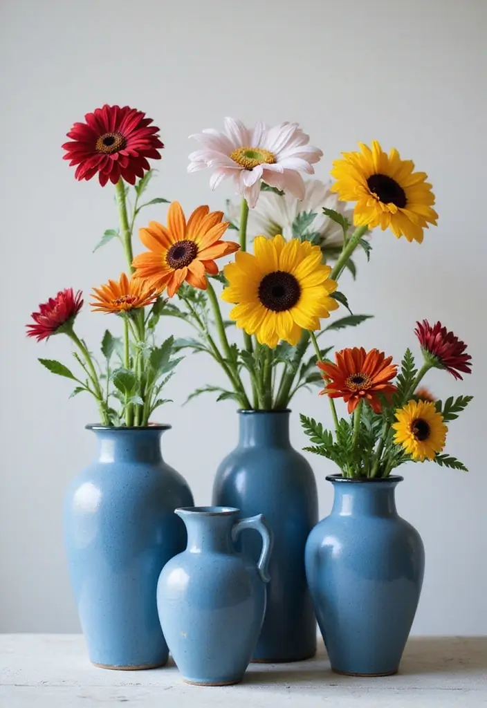 30+ Stunning Blue Ceramic Vase Decor Ideas For Any Room - 20. Seasonal Rotations