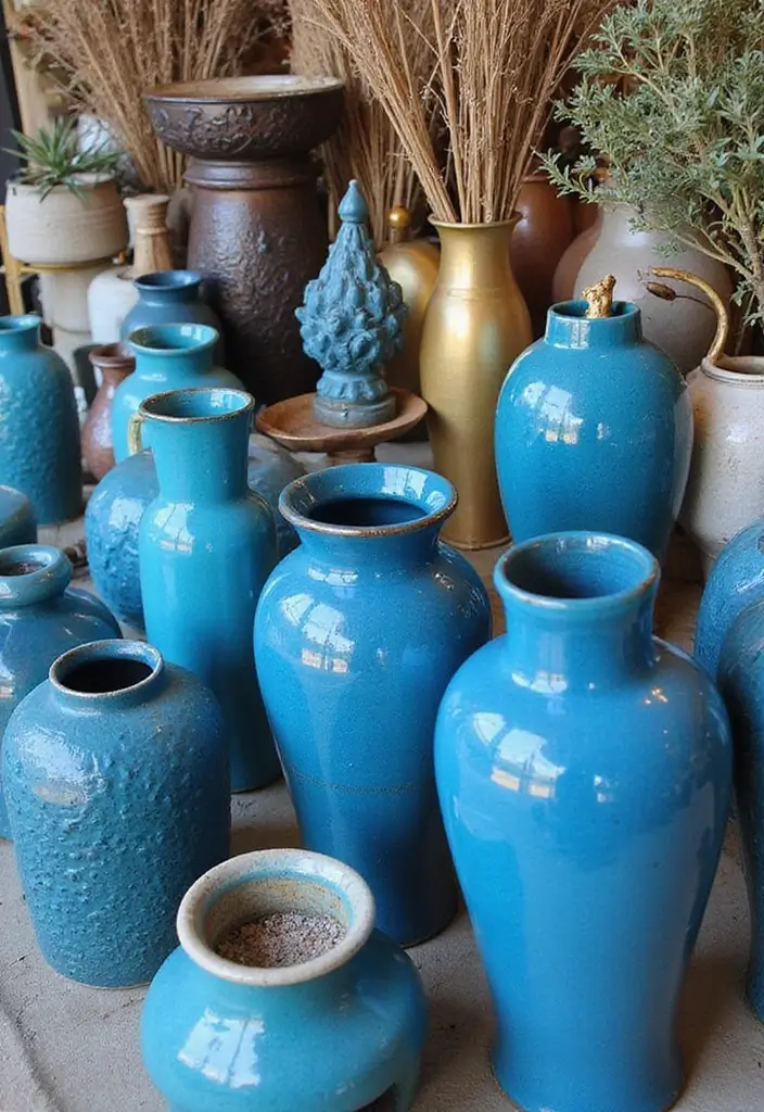 30+ Stunning Blue Ceramic Vase Decor Ideas For Any Room - 21. Mix and Match
