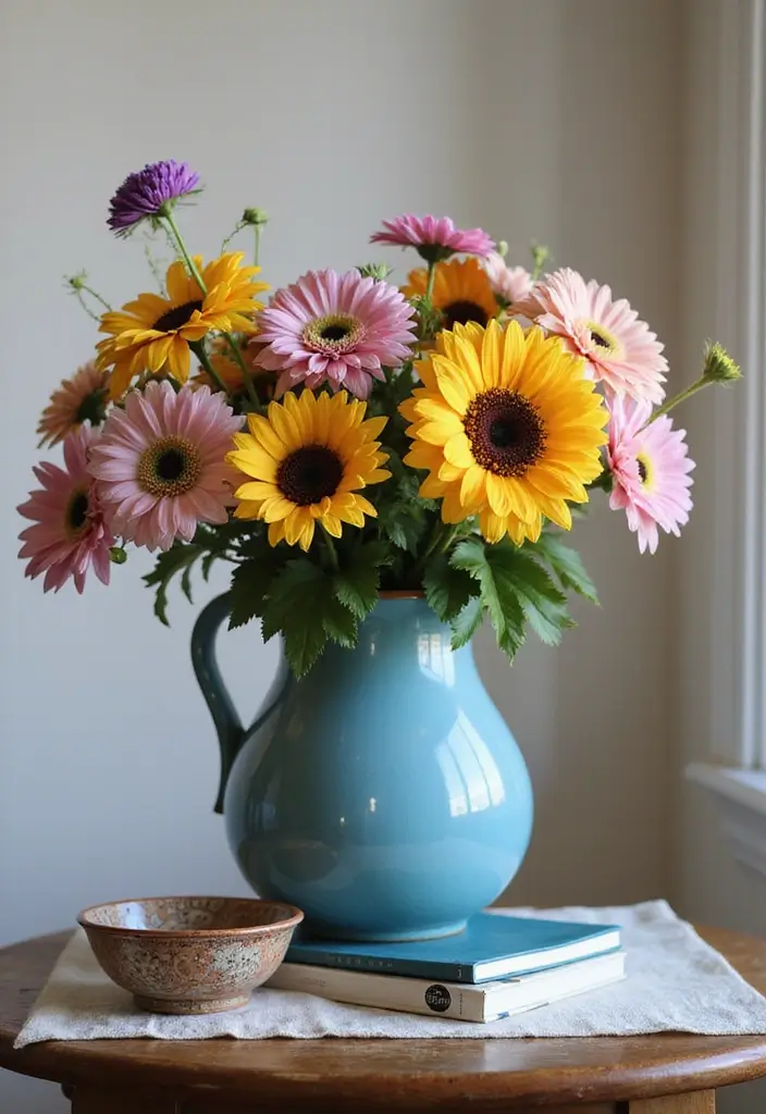 30+ Stunning Blue Ceramic Vase Decor Ideas For Any Room - 24. Stylish Side Table Decor