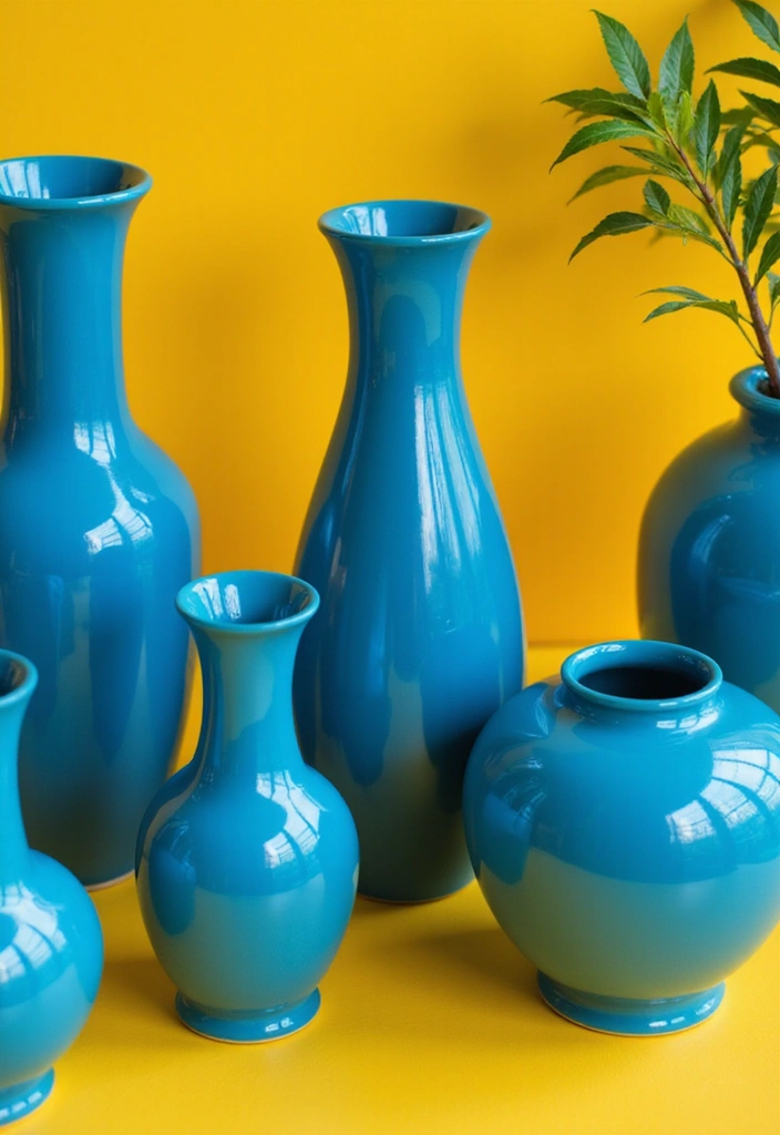 30+ Stunning Blue Ceramic Vase Decor Ideas For Any Room - 28. Bold Contrast