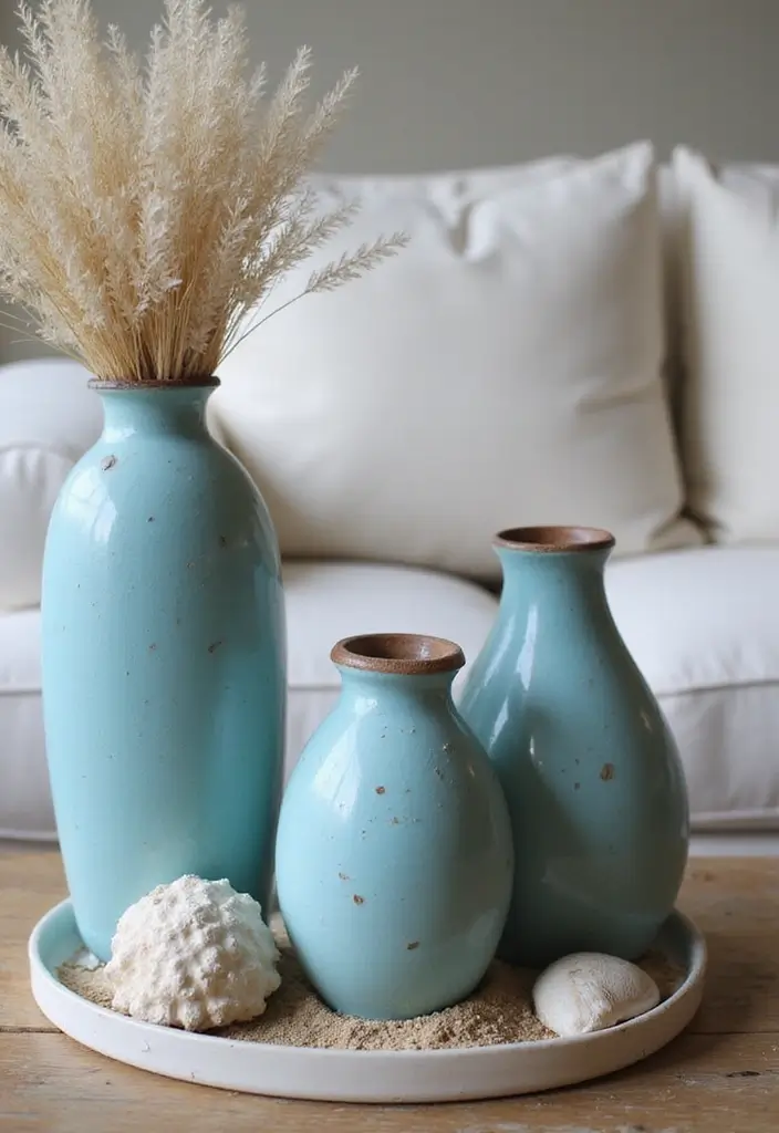 30+ Stunning Blue Ceramic Vase Decor Ideas For Any Room - 29. Themed Displays