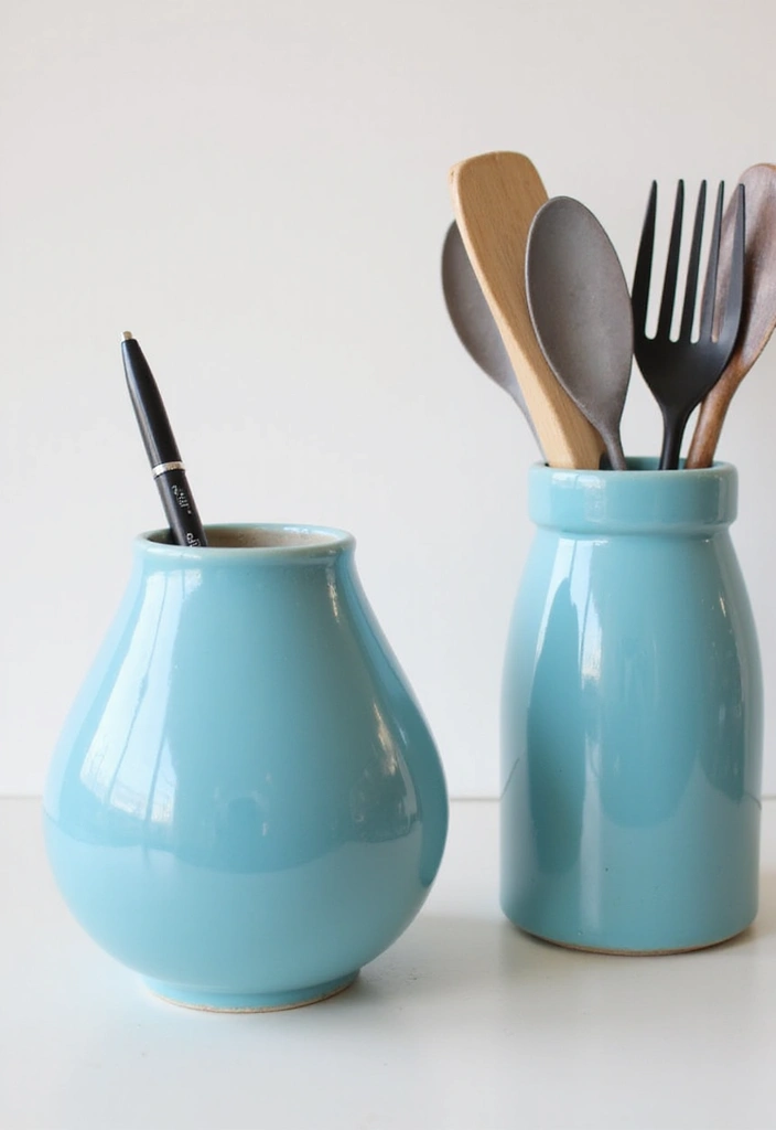 30+ Stunning Blue Ceramic Vase Decor Ideas For Any Room - 30. Repurposed Vases
