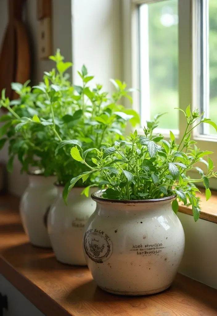 30+ Vintage Ceramic Crock Decor Ideas Worth Collecting 1 30+ Vintage Ceramic Crock Decor Ideas Worth Collecting - 1. Herb Garden Delight