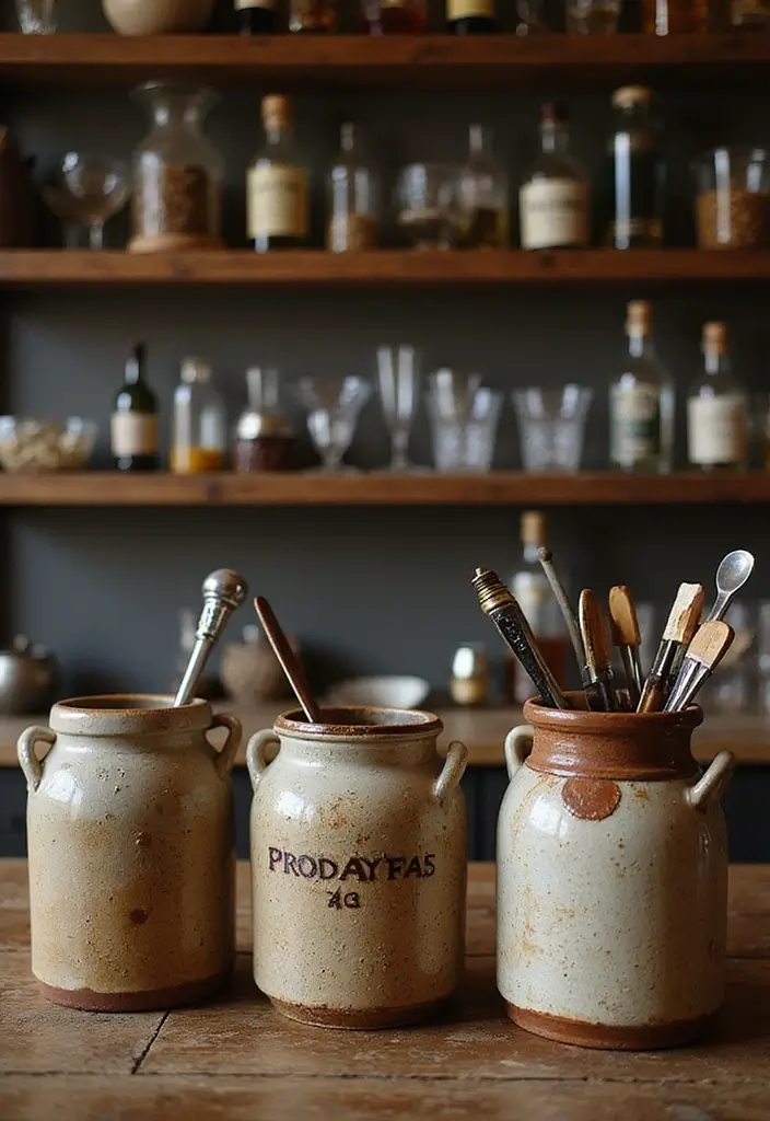 30+ Vintage Ceramic Crock Decor Ideas Worth Collecting 34 30+ Vintage Ceramic Crock Decor Ideas Worth Collecting - 12. Vintage Themed Bar
