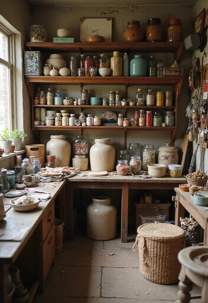 30+ Vintage Ceramic Crock Decor Ideas Worth Collecting 38 30+ Vintage Ceramic Crock Decor Ideas Worth Collecting - 16. Vintage-themed Workshop