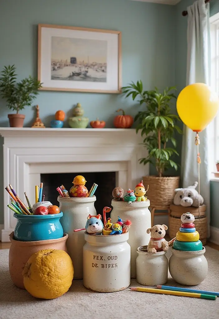 30+ Vintage Ceramic Crock Decor Ideas Worth Collecting 39 30+ Vintage Ceramic Crock Decor Ideas Worth Collecting - 17. Playful Kids' Room Decor