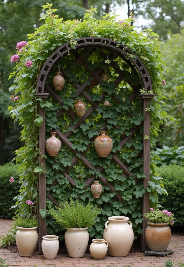 30+ Vintage Ceramic Crock Decor Ideas Worth Collecting 55 30+ Vintage Ceramic Crock Decor Ideas Worth Collecting - 21. Vintage Garden Trellis