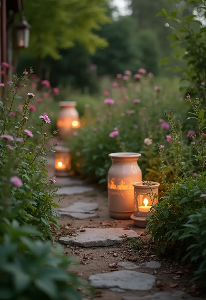 30+ Vintage Ceramic Crock Decor Ideas Worth Collecting 22 30+ Vintage Ceramic Crock Decor Ideas Worth Collecting - 8. Garden Lighting