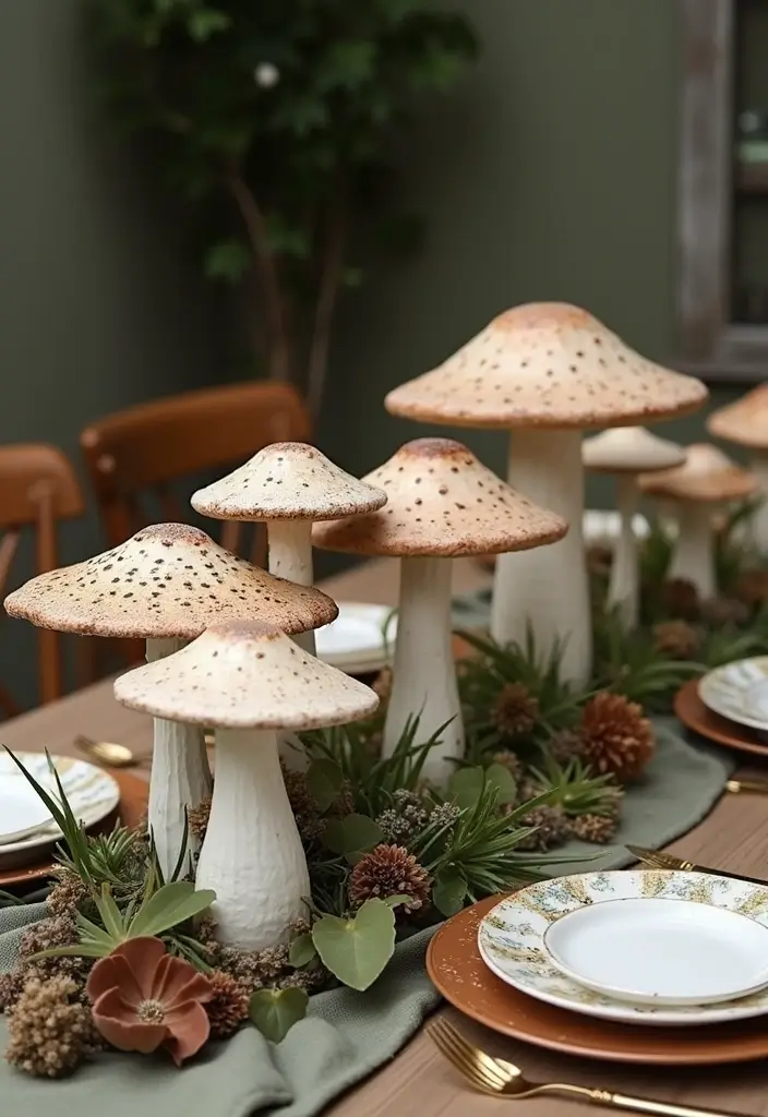 30+ Vintage Ceramic Mushroom Decor Inspirations For Retro Homes 1 30+ Vintage Ceramic Mushroom Decor Inspirations For Retro Homes - 1. Whimsical Table Centerpieces