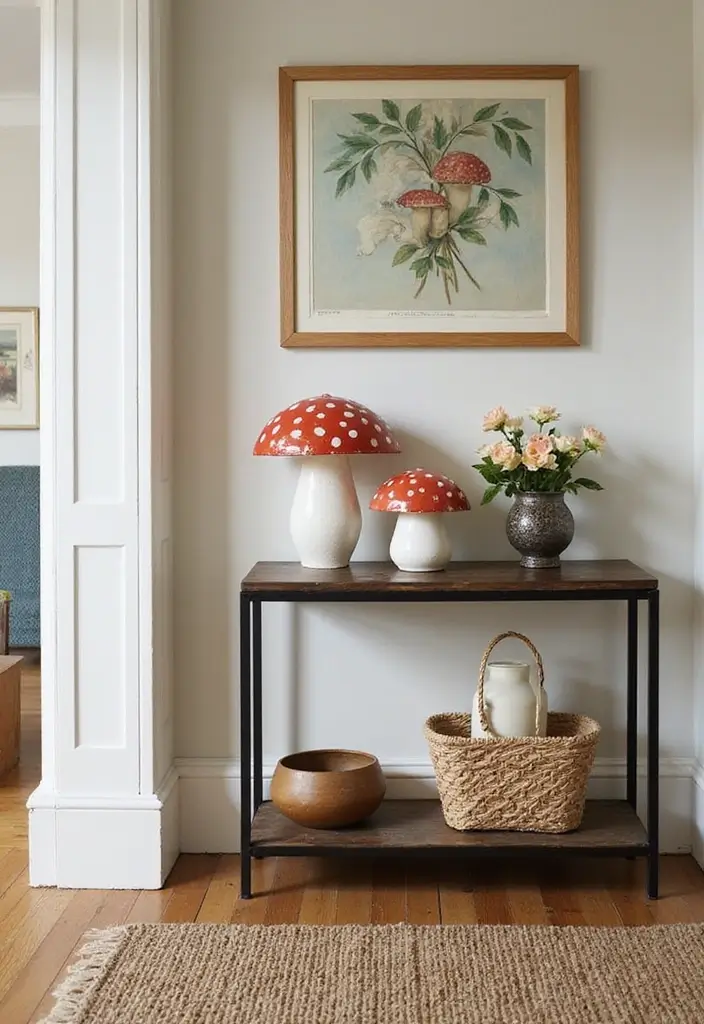 30+ Vintage Ceramic Mushroom Decor Inspirations For Retro Homes 20 30+ Vintage Ceramic Mushroom Decor Inspirations For Retro Homes - 10. Retro-Themed Entryway
