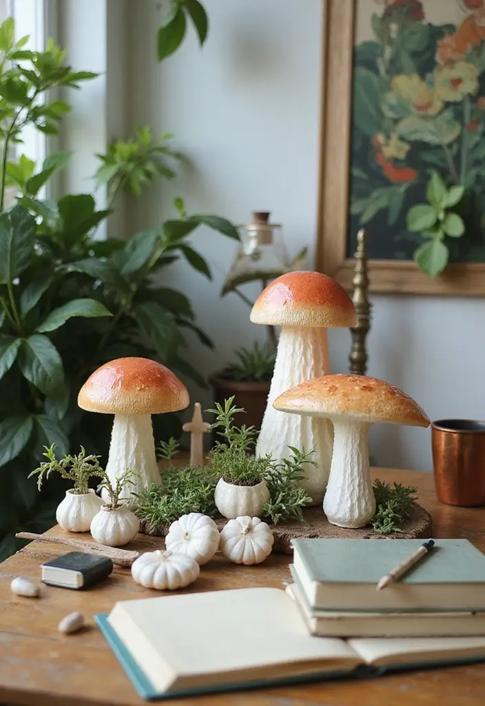 30+ Vintage Ceramic Mushroom Decor Inspirations For Retro Homes 29 30+ Vintage Ceramic Mushroom Decor Inspirations For Retro Homes - 13. Creative Office Decor