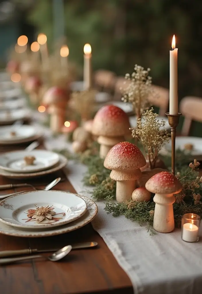 30+ Vintage Ceramic Mushroom Decor Inspirations For Retro Homes 40 30+ Vintage Ceramic Mushroom Decor Inspirations For Retro Homes - 16. Rustic Wedding Decor