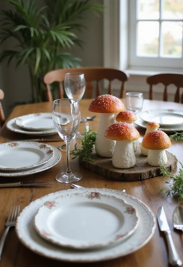 30+ Vintage Ceramic Mushroom Decor Inspirations For Retro Homes 57 30+ Vintage Ceramic Mushroom Decor Inspirations For Retro Homes - 21. DIY Table Settings