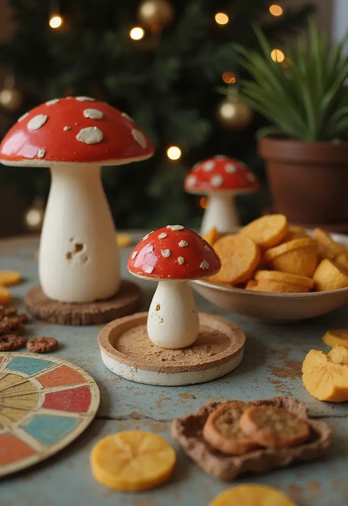 30+ Vintage Ceramic Mushroom Decor Inspirations For Retro Homes 61 30+ Vintage Ceramic Mushroom Decor Inspirations For Retro Homes - 23. Nostalgic Game Night Decor