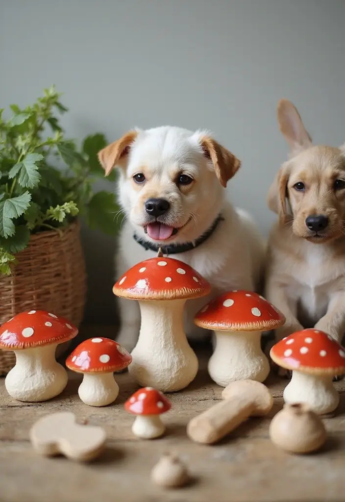 30+ Vintage Ceramic Mushroom Decor Inspirations For Retro Homes 74 30+ Vintage Ceramic Mushroom Decor Inspirations For Retro Homes - 28. Charming Pet Accents