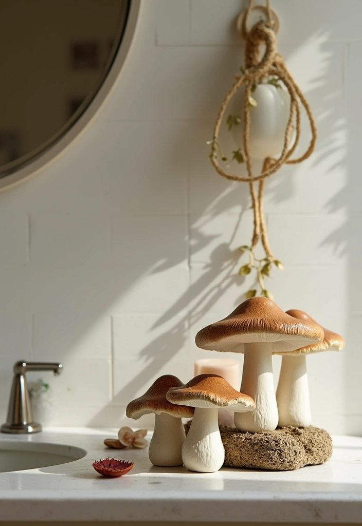 30+ Vintage Ceramic Mushroom Decor Inspirations For Retro Homes 3 30+ Vintage Ceramic Mushroom Decor Inspirations For Retro Homes - 3. Eclectic Bathroom Decor